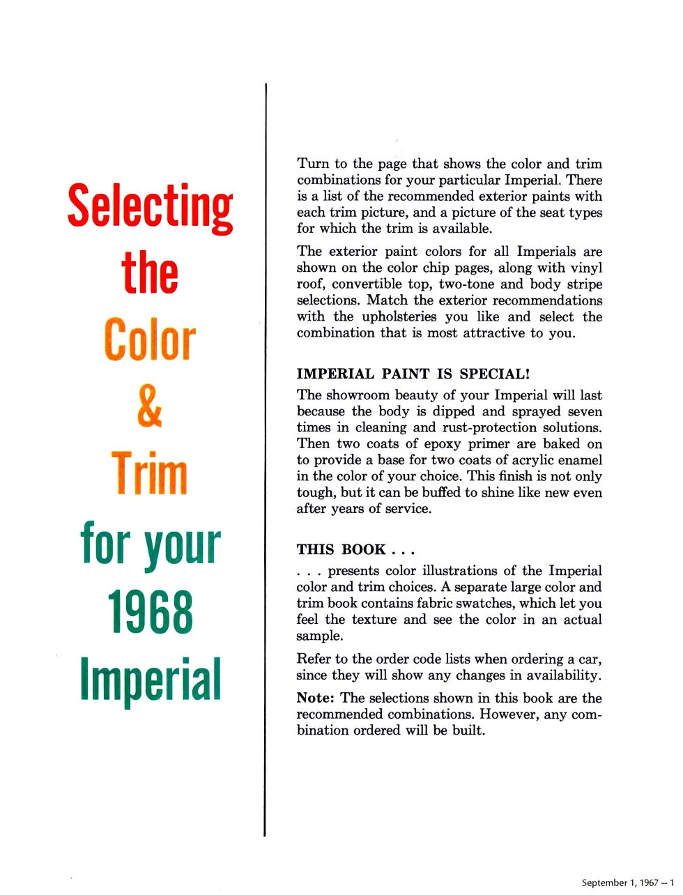 1968 Chrysler Imperial Color Trim Folder Page 6